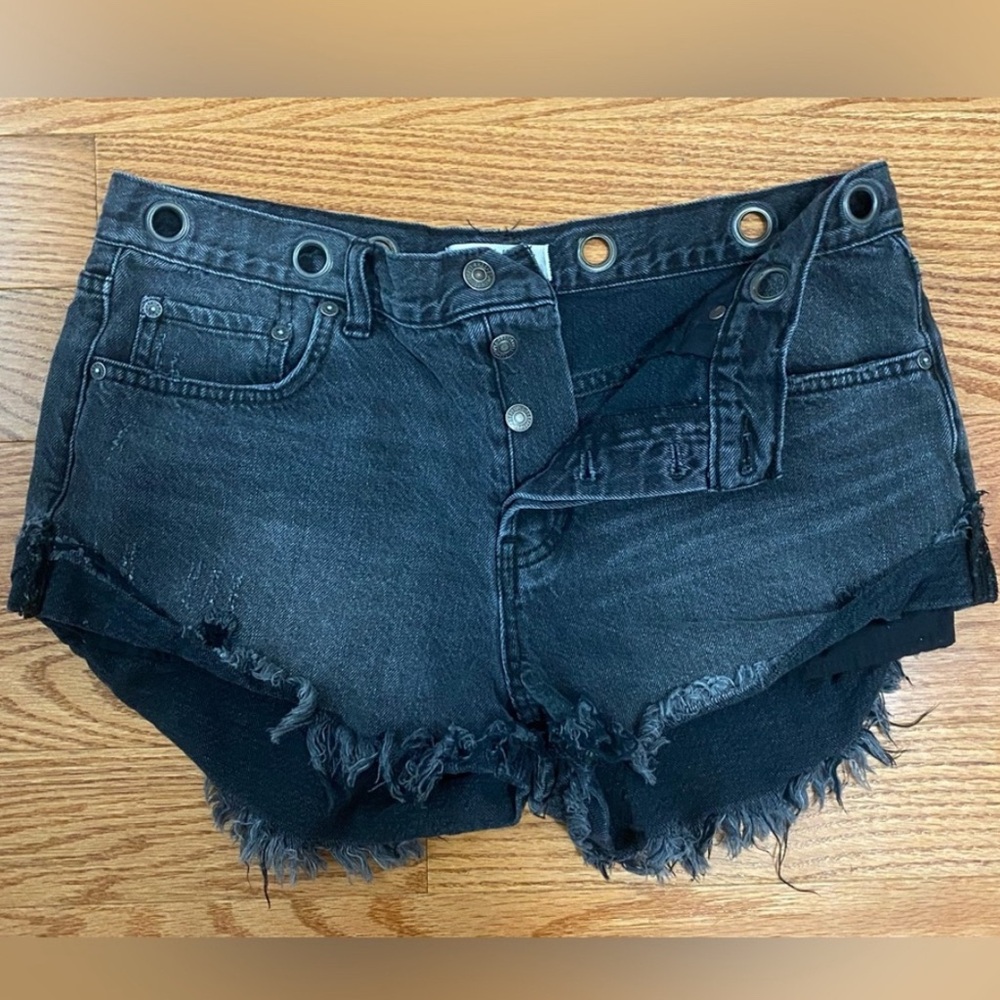 We the Free Black Distressed Cut Off Shorts Size 30